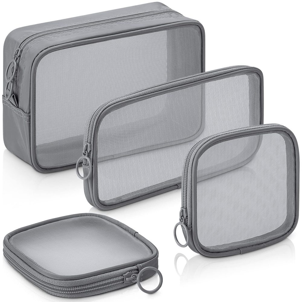 4 Pcs Mesh Makeup Bag Mesh Cosmetic Bag Travel Toiletry Pouch With Zipper Mini😻